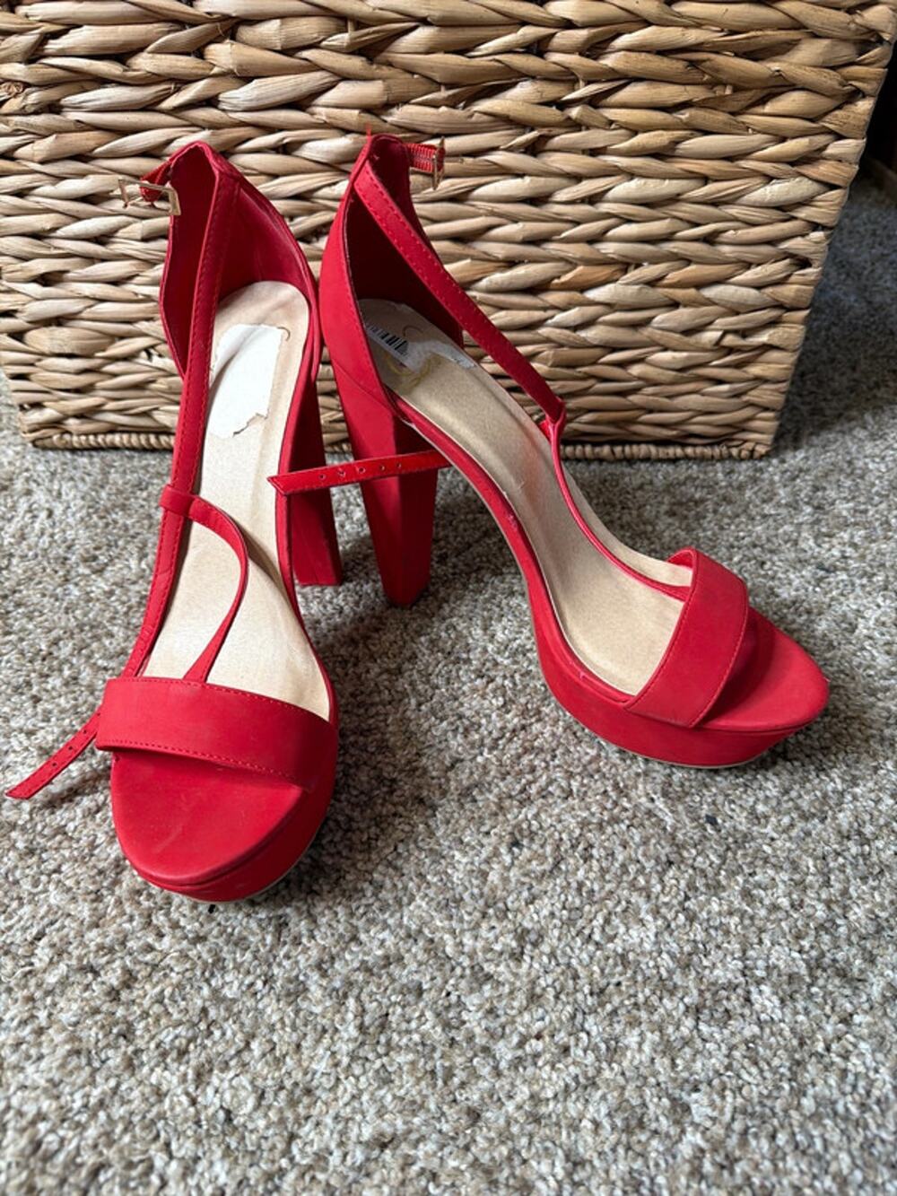 3 for $9 Red platform T strap heels 11 688